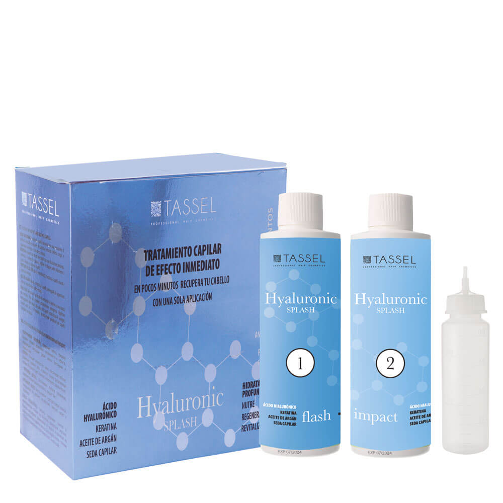 Tratamiento Hyaluronic Splash 500 ml de Tassel con ácido hialurónico para hidratar y reparar el cabello seco o dañado