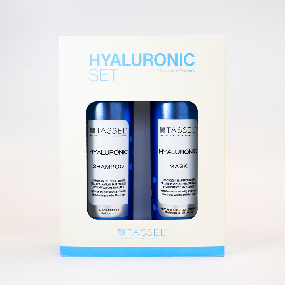 Pack Hyaluronic de Tassel con champú y mascarilla de ácido hialurónico para hidratación y reparación del cabello