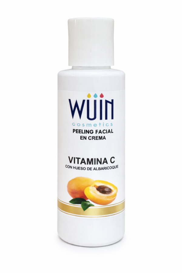 Peeling facial en crema con vitamina C y hueso de albaricoque Wüin Cosmetics, exfoliante profesional para una piel luminosa y renovada